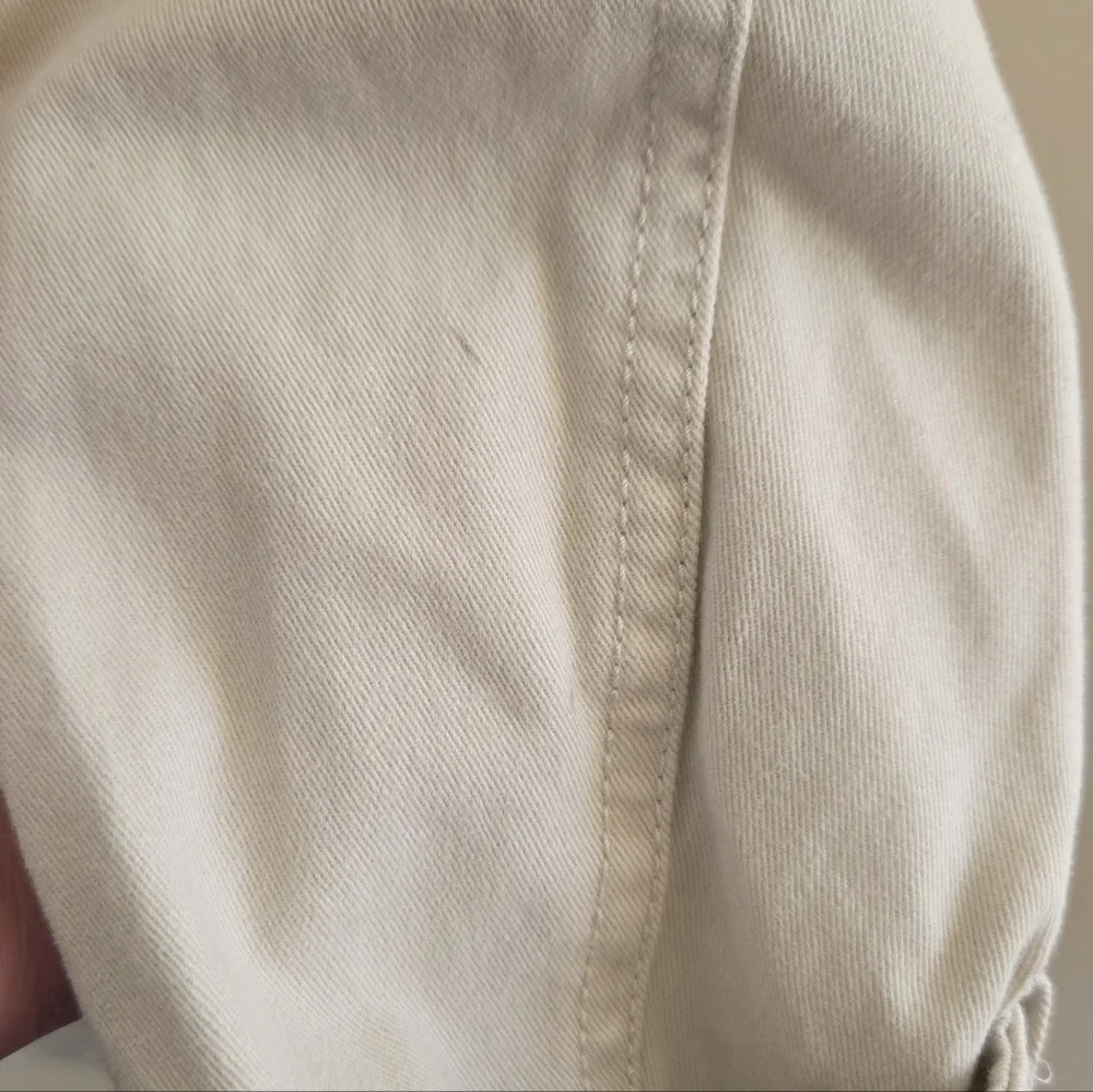 Justice Khaki Cream Button Front Jacket Notch Collar Girls Size 8 100% Cotton